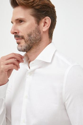 Bavlněné tričko Emporio Armani bílá barva, regular, s italským límcem