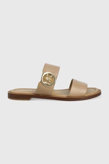 Kožené pantofle Michael Kors Summer Sandal dámské, béžová barva