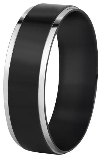 Troli Ocelový snubní prsten černý/stříbrný 59 mm