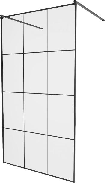 MEXEN/S KIOTO samostatně stojící sprchová zástěna 100 x 200 cm, transparent/černá vzor 8 mm, černá 800-100-002-70-77