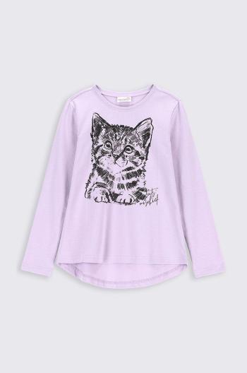 Dětské tričko s dlouhým rukávem Coccodrillo fialová barva