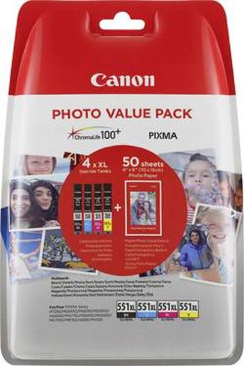 Canon Inkoustová kazeta CLI-551XL C/M/Y/BK Photo Value Pack originál kombinované balení černá, žlutá, azurová, purppurová 6443B006