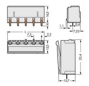 Zásuvkový konektor do DPS WAGO 2092-3305, 35.00 mm, pólů 5, rozteč 7.50 mm, 100 ks