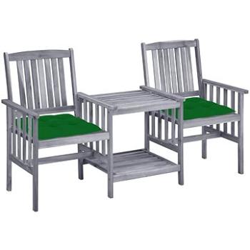 Zahradní židle s čajovým stolkem a poduškami masivní akácie, 3061322 (3061322)