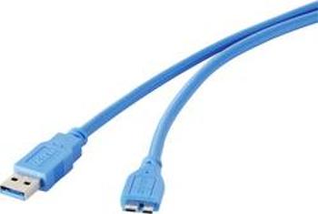 USB 3.0 kabel Renkforce RF-4264542 [1x USB 3.0 zástrčka A - 1x micro USB 3.0 zástrčka B], 1.00 m, modrá, pozlacené kontakty