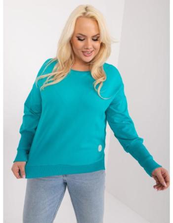 Dámská halenka plus size s rozparky tyrkysová 