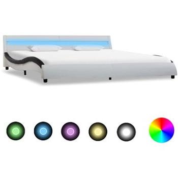 Rám postele s LED světlem bíločerný umělá kůže 180x200 cm (285683)