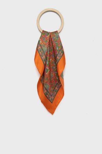 Hedvábný kapesníček Lauren Ralph Lauren oranžová barva
