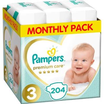 PAMPERS Premium Care vel. 3 Midi (204 ks) - měsíční balení (8001090379498)