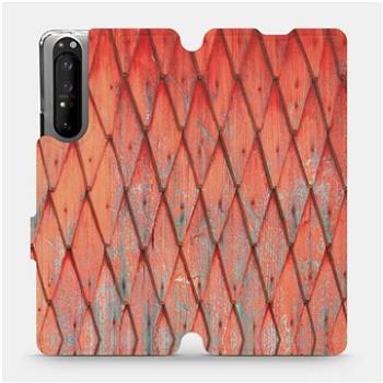 Flipové pouzdro na mobil Sony Xperia 1 II - MK01S Oranžový vzor dřeva (5903516242917)