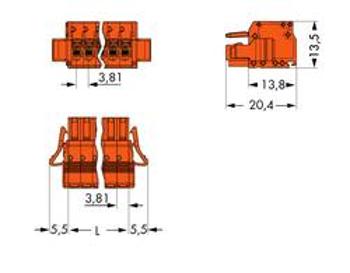 Zásuvkový konektor na kabel WAGO 2734-214/037-000, 64.34 mm, pólů 14, rozteč 3.81 mm, 25 ks