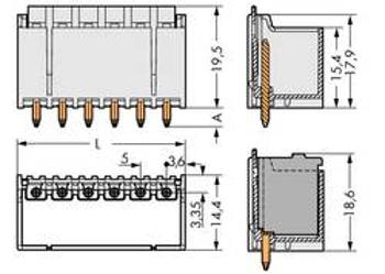 Konektor do DPS WAGO 2092-1406/200-000, 32.20 mm, pólů 6, rozteč 5 mm, 100 ks