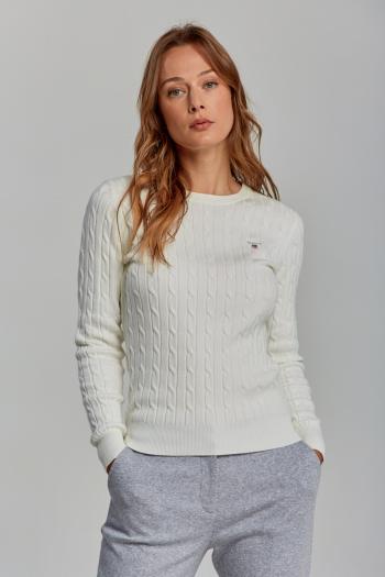 SVETR GANT STRETCH COTTON CABLE C-NECK bílá M