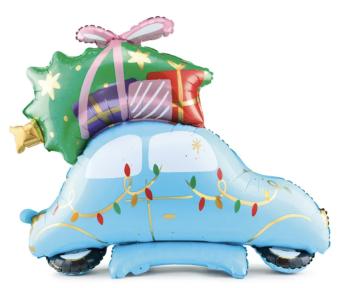 PartyDeco Fóliový vánoční balón - Auto 102 x 107 cm