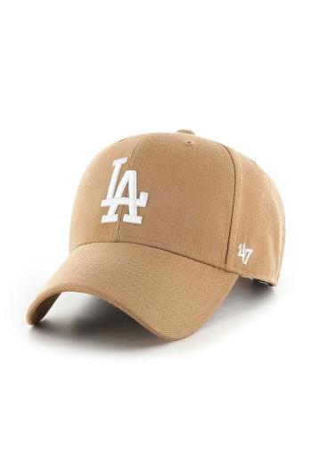 Čepice s vlněnou směsí 47brand Mlb Los Angeles Dodgers oranžová barva, s aplikací