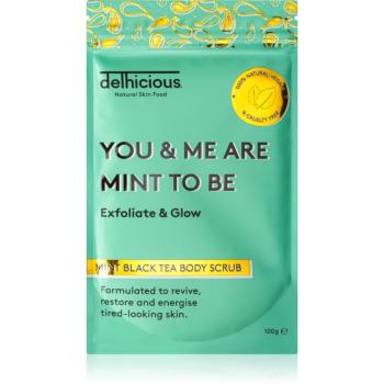 delhicious YOU & ME ARE MINT TO BE MINT BLACK TEA osvěžující tělový peeling pro suchou a svědící pokožku 100 g