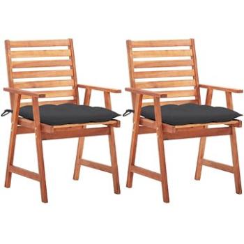 Zahradní jídelní židle 2 ks s poduškami masivní akáciové dřevo, 3064335 (3064335)