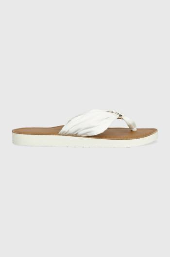 Žabky Tommy Hilfiger TH ELEVATED BEACH SANDAL dámské, béžová barva, na plochém podpatku, FW0FW06985