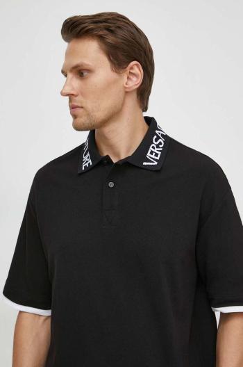 Bavlněné polo tričko Versace Jeans Couture černá barva, 76GAGT01 CJ01T