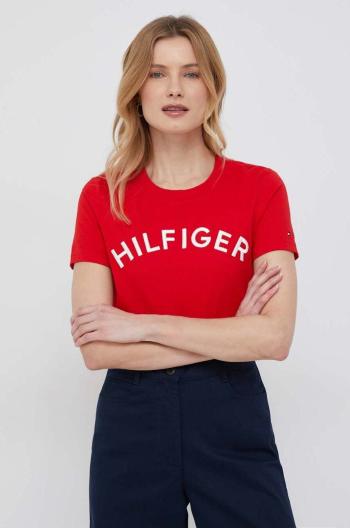 Bavlněné tričko Tommy Hilfiger červená barva