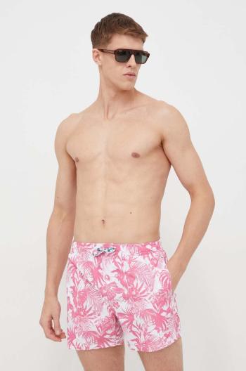 Plavkové šortky Pepe Jeans HIBISCUS SWIMSHORT růžová barva, PMB10390