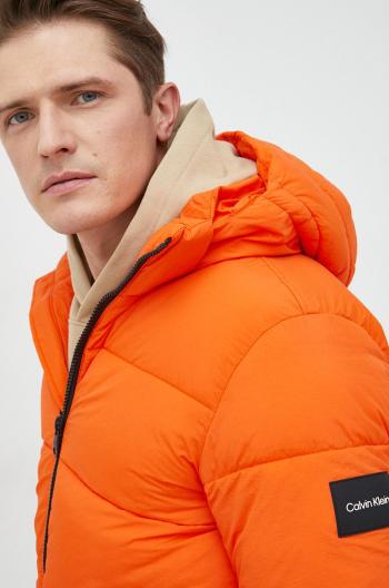 Bunda Calvin Klein pánská, oranžová barva, zimní