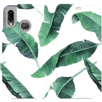 Flipové pouzdro na mobil Huawei P20 Lite - MG06P Zelené listy na bílém pozadí (5903226336432)
