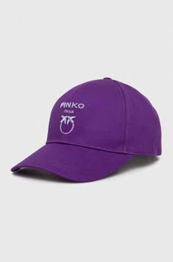Bavlněná baseballová čepice Pinko fialová barva, s aplikací