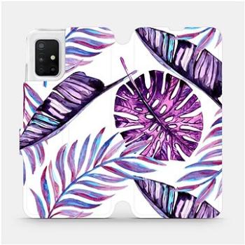 Flipové pouzdro na mobil Samsung Galaxy A51 - MG12S Velké fialové listy (5903516122523)