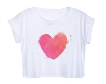 Dámské tričko Organic Crop Top watercolor heart