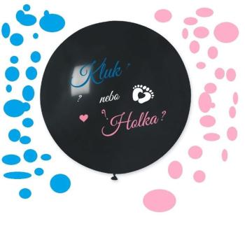 Balón latexový s nápisem " Kluk nebo holka ? " (+ konfety) - Gender reveal - Baby shower - 80 cm - SMART