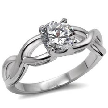 Šperky4U Ocelový prsten se zirkonem - velikost 62 - AL-0009-62