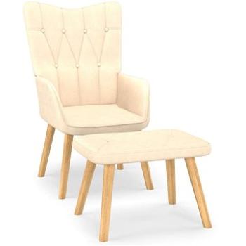 Relaxační křeslo se stoličkou krémové textil, 327536 (327536)