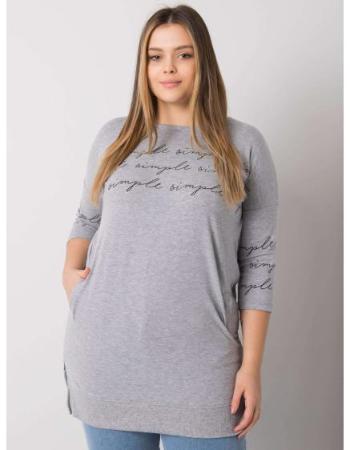 Dámská halenka s potiskem melanžová plus size LILY šedá 