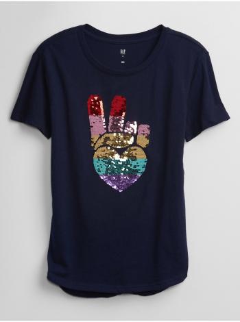 Modré holčičí dětské tričko flippy sequin graphic t-shirt