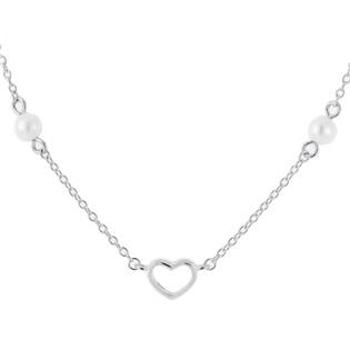 NUBIS® Stříbrný náhrdelník s perličkami a srdíčkem - NB-2252