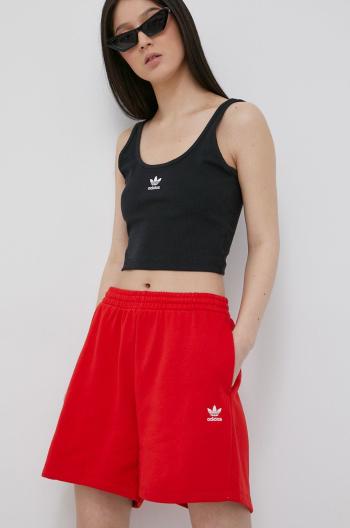 Kraťasy adidas Originals Adicolor HC0628 dámské, červená barva, hladké, high waist