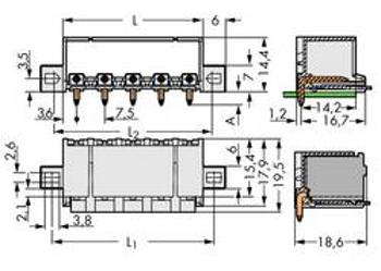 Konektor do DPS WAGO 2092-3422/005-000, 26.70 mm, pólů 2, rozteč 7.50 mm, 100 ks