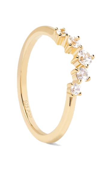 PDPAOLA Půvabný pozlacený prsten se zirkony CIEL Gold AN01-823 54 mm