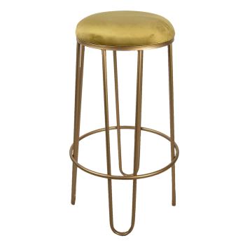 Zlatá kovová barová židle se zlatým sedákem - Ø 41*74 cm 5Y0911