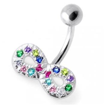 Šperky4U Stříbrný piercing do pupíku - nekonečno - BP01021-W