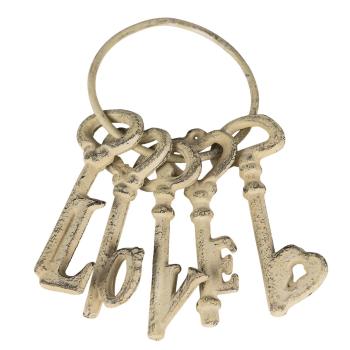 Béžový antik kovový svazek klíčů Love - 10*5*20 cm 6Y2276BE