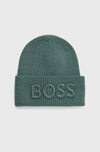 Čepice z vlněné směsi BOSS Boss Casual zelená barva, z husté pleteniny