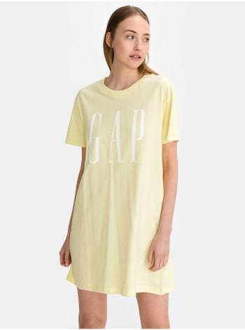 Žluté dámské tričko vé šaty GAP Logo t-shirt dress