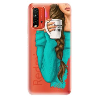 Odolné silikonové pouzdro iSaprio - My Coffe and Brunette Girl - Xiaomi Redmi 9T