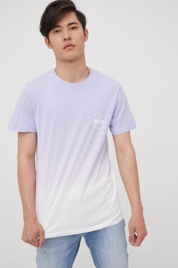 Bavlněné tričko Jack & Jones fialová barva