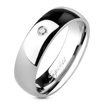 Spikes USA Ocelový prsten se zirkonem, šíře 6 mm - velikost 65 - OPR1405-65