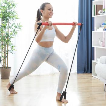 Posilovací fitness tyč s odporovou gumou