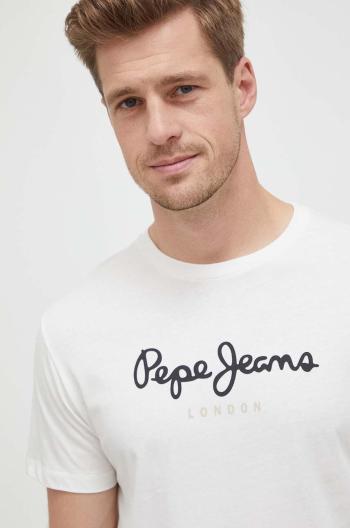 Bavlněné tričko Pepe Jeans Eggo béžová barva, s potiskem