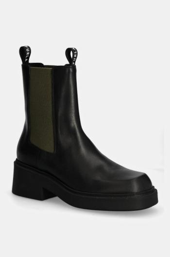 Kožené kotníkové boty Furla College Chelsea Boot dámské, černá barva, na plochém podpatku, YI49FCG BX1327 3526S